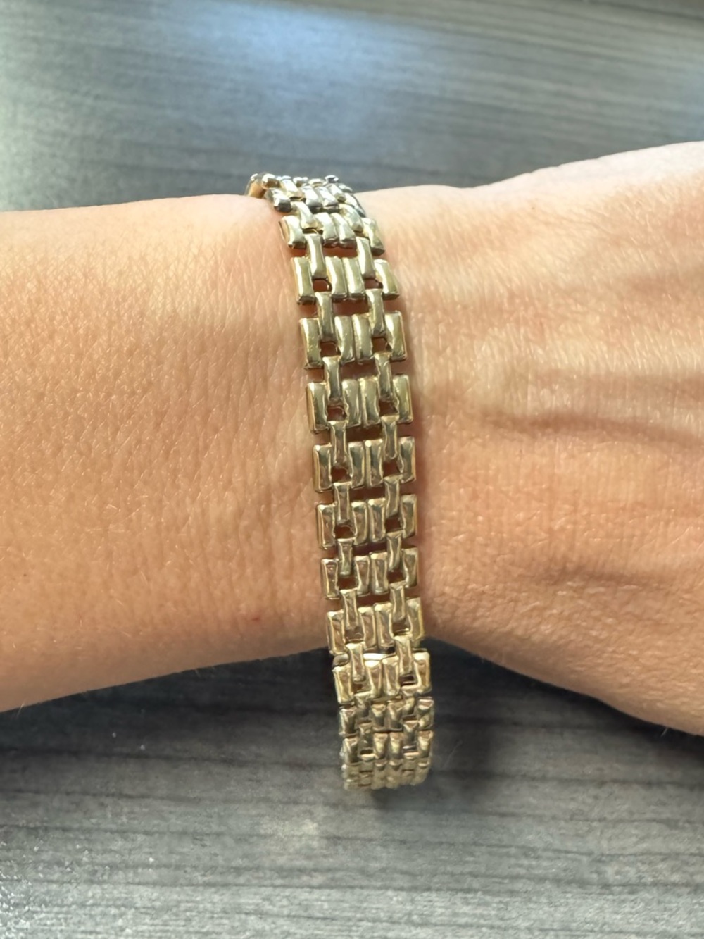 Italy 925 Vintage Sterling Silver Bracelet 7” Gold Over Silver 17 Grams